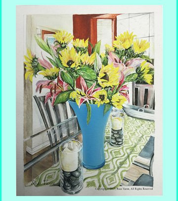 Sunflower & Glass Table